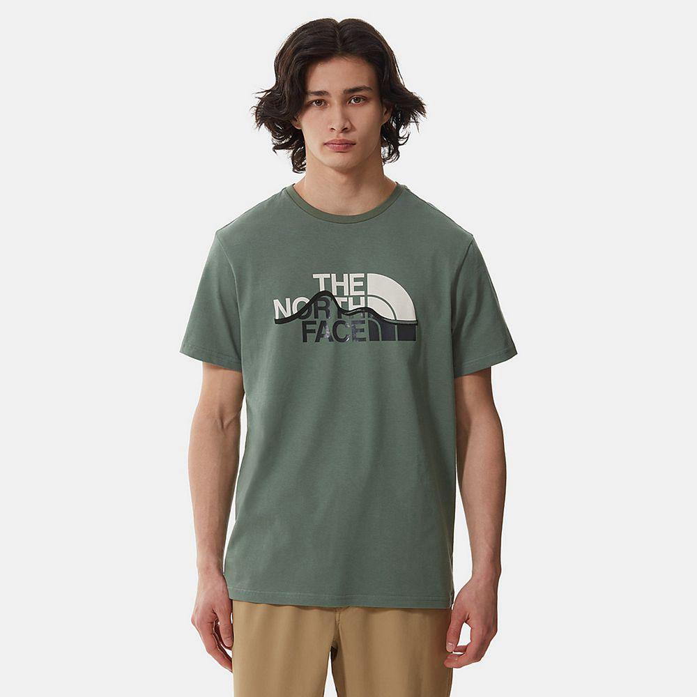 The North Face Mountain Line Ανδρικα T Shirt - Πρασινο (XYUD29401)